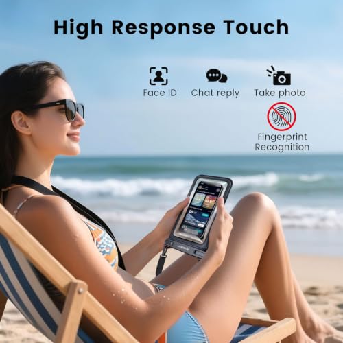 Rynapac IPX8 Double Space Waterproof Phone Pouch up to 8.5'', 2 Pack | Face Unlock, Touchscreen, Underwater Photography, for iPhone 17 16 15 14 Pro Max, Includes Lanyard, Beach Cruise Essentials - color: Black & Sky Blue
