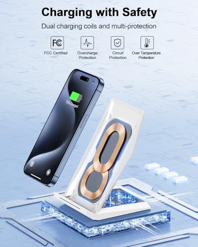 NANAMI Fast Wireless Charger - Charging Stand 7.5W Compatible with iPhone 18 Pro/18 Pro Max/17/17 Pro/17 Pro Max/16/15/14/13/12, 10W Phone Charger Dock for Samsung Galaxy S26/S26+/S25/S24/S23/S22 - color: Elegant White