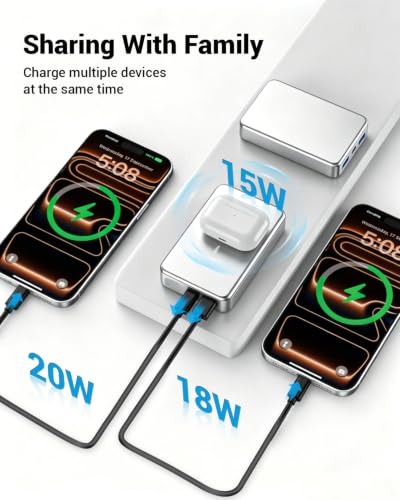 Magnetic Portable Charger for Magsafe Power Bank, 26800mAh 20W PD Large Capacity Aluminum Alloy USB-C in&Out Wireless Fast Charging Battery Pack for iPhone 17Pro Max/16/15/14/13/12 Series, Silver - color: Silver