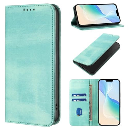 Leather Wallet Case Compatible with Galaxy A10E with RFID Blocking, Bumper Phone Cover Credit Card Slots Case Protective Shockproof Magnetic Case Wallet Compatible with Samsung Galaxy A20E/A10E - color: Mint green