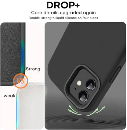 Vooii Compatible with iPhone 12 Case/iPhone 12 Pro Case, Liquid Silicone Upgrade [Soft Anti-Scratch Microfiber Lining] [Shockproof Drop Protection] Phone Case 6.1 inch - Black - color: Black, size: iPhone 12/12 Pro