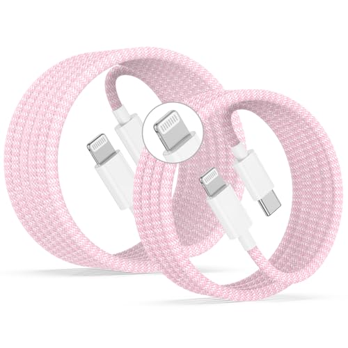 20W Lightning Cable to USB C, [Apple MFi Certified] Braided Fast Cable - color: Pink, size: 20W-6FT+10FT