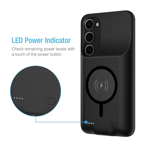 Battery Case for Galaxy S23, 10000mAh Portable Wireless Charging Case Supporting Carplay, Compatible with Galaxy S23 (6.1 inch) Rechargeable Extended Battery Charger (Black) - size: Galaxy S23