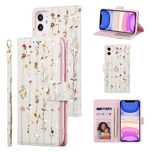 UEEBAI Wallet Case for iPhone 12/iPhone 12 Pro 6.1 inch, PU Leather Case Kickstand RFID Blocking Flip Case Card Slots Wrist Strap Relief Engraved Pattern Magnetic Closure Flower Folio Case, Vine - color: Vine, size: iPhone 12/iPhone 12 Pro 6.1 inch