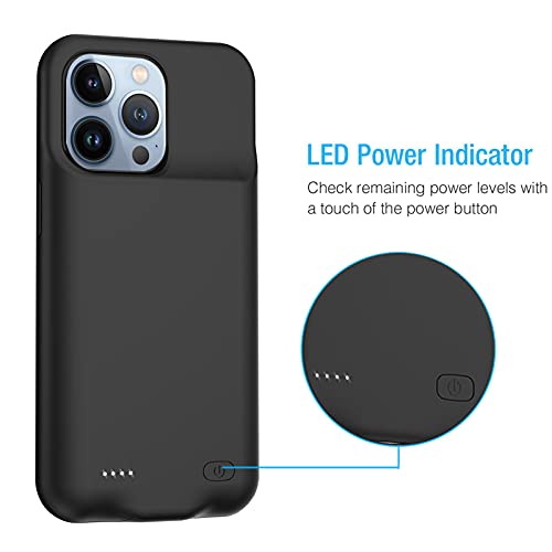 Battery Case for iPhone 13 Pro Max, Upgraded Real 10000mAh Slim Portable Protective Charging Case Compatible with iPhone 13 Pro Max (6.7 inch) Rechargeable Extended Battery Pack Charger Case (Black)