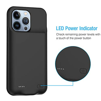 Battery Case for iPhone 13 Pro Max, Upgraded Real 10000mAh Slim Portable Protective Charging Case Compatible with iPhone 13 Pro Max (6.7 inch) Rechargeable Extended Battery Pack Charger Case (Black)