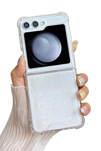 Compatible with Samsung Galaxy Z Flip 5 Case Clear Women Cute | Soft TPU Colorful Heart Sparkle Glitter Shockproof Protective Phone Cover - color: TPU\Colorful Heart, size: Samsung Galaxy Z Flip 5