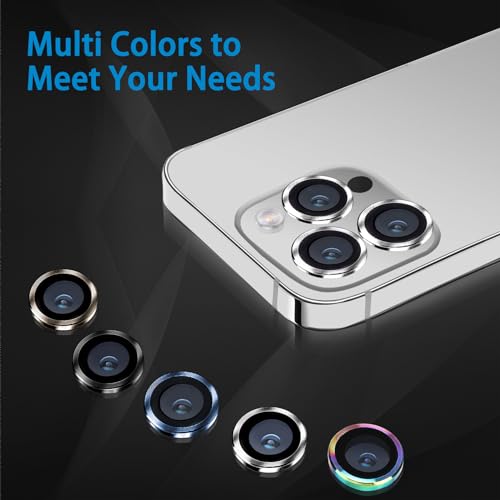 Designed for iPhone 16 Pro and 16 Pro Max Camera Lens Protector, Metal Lens Cover 9H Tempered Glass Camera Cover Anti Scratch Shockproof Screen Protector - color: Sliver