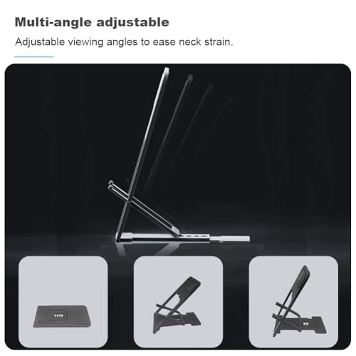Kemoxan Ultra-Slim Foldable Cell Phone Stand for Desk, Ultrathin Portable Pocket Smartphone Kickstand, V Small Mobile Phone Travel Mount Compatible with Universal iPhone IPads Android Kindle - color: Black Ultrathin