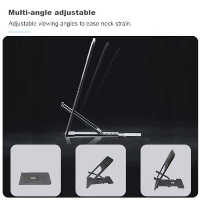 Kemoxan Ultra-Slim Foldable Cell Phone Stand for Desk, Ultrathin Portable Pocket Smartphone Kickstand, V Small Mobile Phone Travel Mount Compatible with Universal iPhone IPads Android Kindle - color: Black Ultrathin