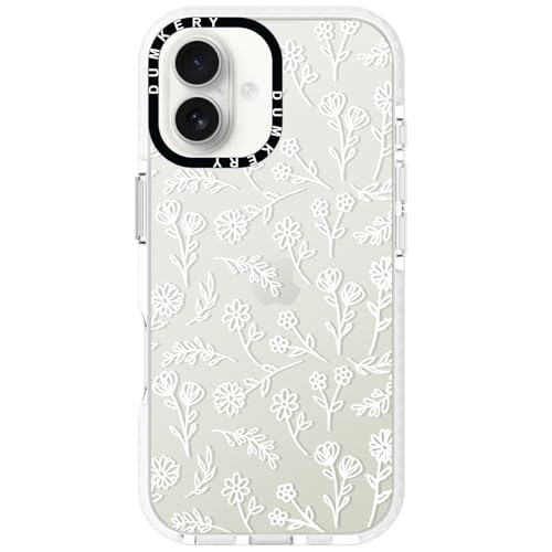 Dumkery Cute Floral Phone Case Compatible with iPhone 17, White Flowers Aesthetic Pattern, Soft TPU Heavy Duty Protection Shockproof Bumper Cases Cover for Girls Women - size: iPhone 17