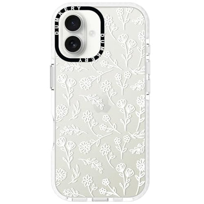 Dumkery Cute Floral Phone Case Compatible with iPhone 17, White Flowers Aesthetic Pattern, Soft TPU Heavy Duty Protection Shockproof Bumper Cases Cover for Girls Women - size: iPhone 17