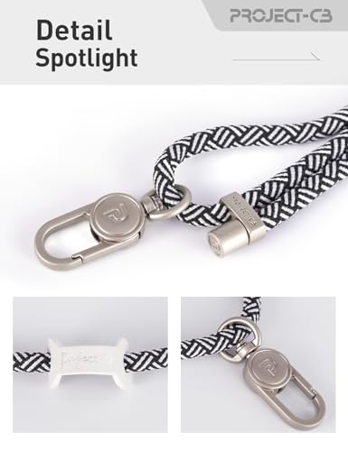 Cell Phone Lanyard 1,Phone Tether Tab 2,Crossbody Strap,Lanyards for Around the Neck,Adjustable Strap 80-160cm (White-Black-S) - color: White-black-s