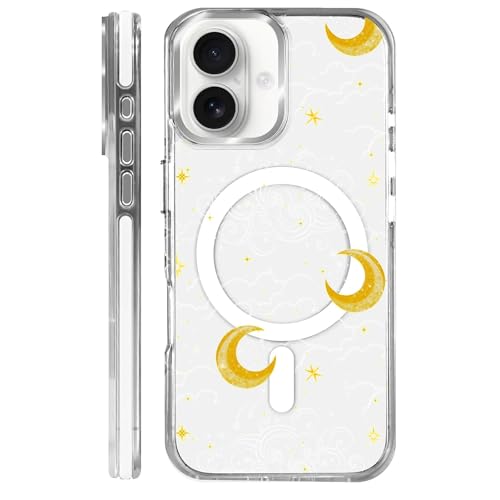 Magnetic Case for iPhone 15 Plus iPhone 14 Plus Design On Clear Base, Compatible with MagSafe, Slim Protective Soft TPU Bumper Phone Cover Women Girls Case -Clear Celestial Moon Stars - color: Clear Celestial Moon Stars, size: iPhone 15 Plus iPhone 14 Plu