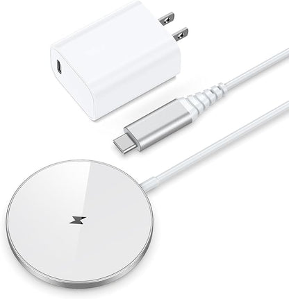 NANAMI Magnetic Wireless Charger Pad with 20W PD Adapter for iPhone - color: White