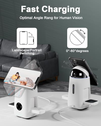 3 in 1 Charging Station for Apple & Samsung - 15W Wireless Mag-Safe Charger Stand Compatible for iPhone 17 16 15 14 13 12, AirPods, Apple & Galaxy Watch, Samsung S25 S24 (2 Pack White)