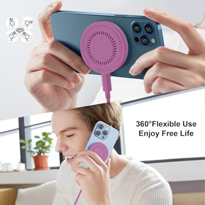MagSafe Charger 2 Pack 15W Magnetic Wireless Charger Fast Charging Pad Compatible with iPhone 17/16/15/14/13/12 Series & AirPods 4/3/2/Pro Magnetic MagSafe Charging Pad with Dual Ports-Purple - color: Purple, size: 2Pack
