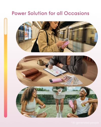 charmast Portable Charger Fast Charging,Built-in 4 Cables,6 Outs & 4 Inputs - color: Pink
