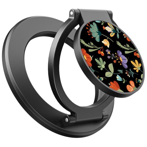 SUPERONE Dual-Side MagSafe Phone Grip, Floral Pattern Kickstand for MagSafe - color: BK-FLOWER