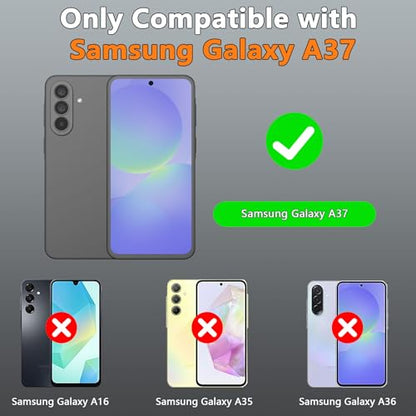 Compatible with Samsung Galaxy A37 Case, with Belt Clip Holster Heavy Duty Rugged Shockproof Full Body Protection Kickstand Cover for Samsung Galaxy A37 Phone (Black) - color: Black