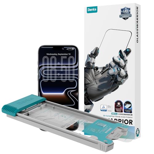 BENKS GlassWarrior for iPhone 17 Pro Screen Protector [TÜV Rheinland Anti-Reflection] [3D Curved Full Coverage] 9H+ Tempered Glass, Military-Grade Shatterproof & Scratch Resistant, Eye-Friendly