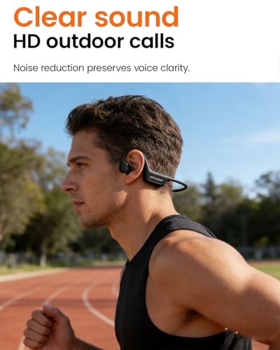 Open Ear Wireless Headphones, IPX7 Waterproof Bluetooth 6.0 Open Ear Duet Headphone with Mic Button Control, Skin-Friendly Comfortable Fit, Sport Earbuds for Jogging Running Cycling Hiking Reading - color: New Black