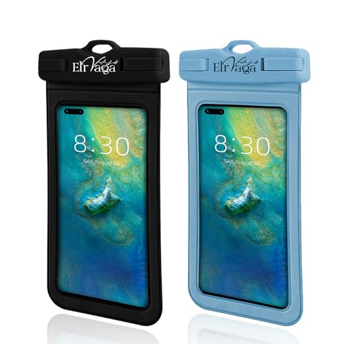 2 Pack IPX8 Waterproof Phone Pouch for iPhone 16/15/14/13 Pro Max Plus (7.2 Inch) - Swimming, Diving, Snorkeling, Snowproof - Touchscreen Friendly Underwater Photography Dry Bag (Black&Blue) - color: Black&Blue