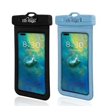 2 Pack IPX8 Waterproof Phone Pouch for iPhone 16/15/14/13 Pro Max Plus (7.2 Inch) - Swimming, Diving, Snorkeling, Snowproof - Touchscreen Friendly Underwater Photography Dry Bag (Black&Blue) - color: Black&Blue