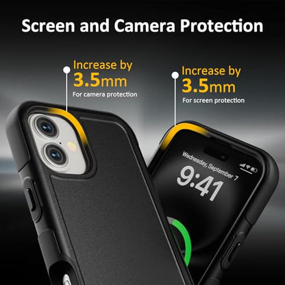 Follaroma Magnetic for iPhone 16 Case, Heavy Duty Phone Cases, Black, 6.1" | Compatible with MagSafe, Heavy Duty Shockproof,Military-Grade Anti-Drop Protective,Dual Layer Magnetic Protection Phone Cover - color: Black, size: iPhone 16 6.1''