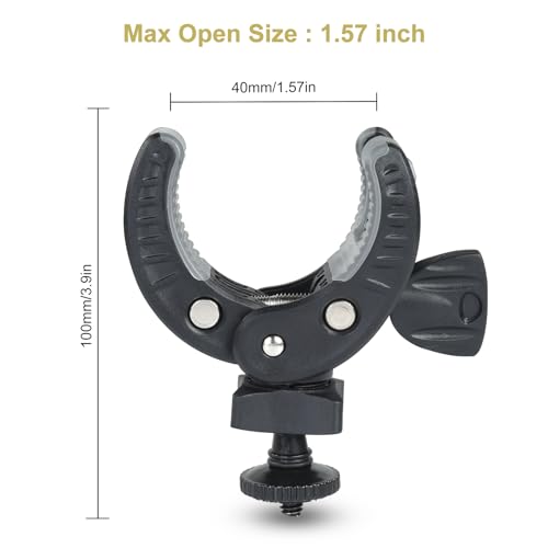 UTEBIT Camera Mount Clamp, 360° Ballhead with 1/4" Thread Holes, Black - color: Black