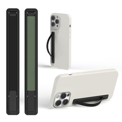 SleekStrip SleekGrip-Essential Ultra Thin Phone Grip Stand,Slim Metal Finger Loop Ring Hand Holder Strap Cell Phone Grips for iPhone 16 Pro Max,17 Air,Android,Case Back - Jet Black + Olive Green 2PK - color: 2PK [ Jet Black & Olive Green ]