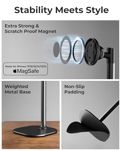 COOPER MagStand Magnetic Phone Stand for Desk, MagSafe Tripod, iPhone 17 - color: x1 Pack - Night Black