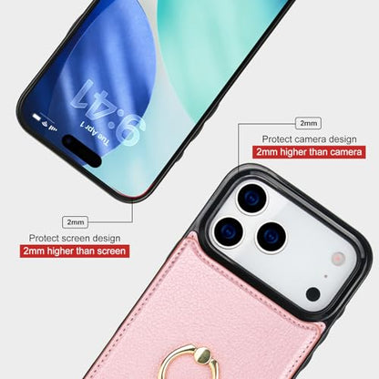 Folosu for iPhone 17 Pro Max Case Wallet,Finger Ring Holder Cover Rosegold - color: Rose Gold