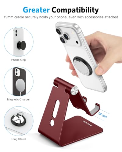 OMOTON C2 Adjustable Cell Phone Stand with Charging Cutout, Cherry Red - color: Cherry Red