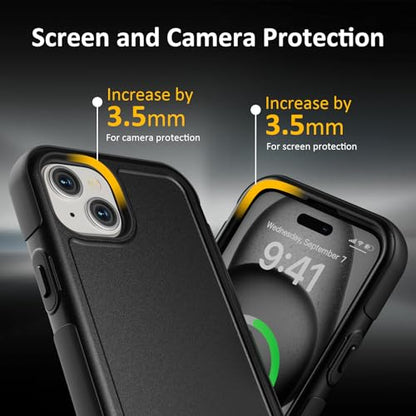 Follaroma Magnetic for iPhone 15 Case, Heavy Duty Phone Cases, Black, 6.1" | Compatible with MagSafe, Heavy Duty Shockproof,Military-Grade Anti-Drop Protective,Dual Layer Magnetic Protection Phone Cover - color: Black, size: iPhone 15 6.1''