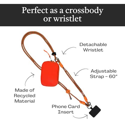 Save the Girls Active Phone Lanyard Crossbody Rope Strap with Wallet, Brown - color: Brown