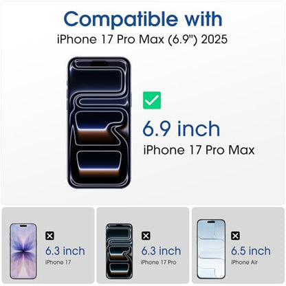 amFilm OneTouch for iPhone 17 Pro Max Privacy Screen Protector 6.9'' 2025 - size: 17P-6.9”