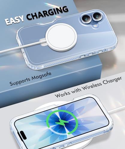 for iPhone 17 Case with Screen Protector, Built-in Seamless Stand, [Compatible with MagSafe] Protective Shockproof Phone Case, Magnetic Slim Cover for iPhone 17 6.3 Inch - Clear | with Screen Protector Protective Shockproof Phone Case, [Compatible with Ma