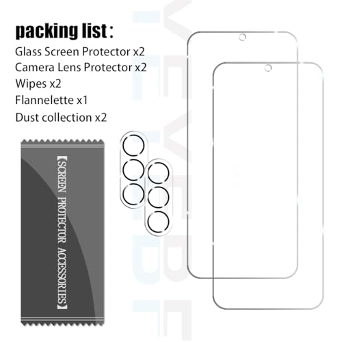 Galaxy A35 HD Clear Tempered Glass Screen Protector + Camera Lens Protectors, [2+2 Pack] [3D Glass] [Anti-Glare] [Bubble-Free] Screen Protector Glass For Samsung Galaxy A35 - size: Galaxy A35