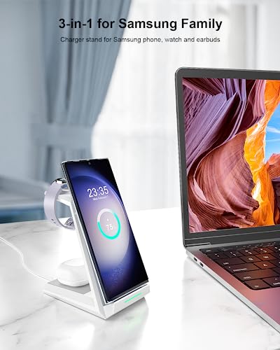 ADADPU 3 in 1 Wireless Charging Station for Samsung Galaxy Devices - color: White