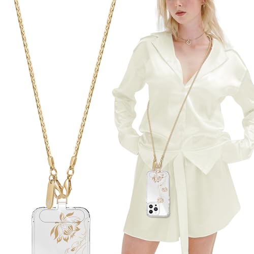 Metal Phone Lanyard Crossbody,Anti-Theft Phone Strap For Women - color: Gold, size: Long