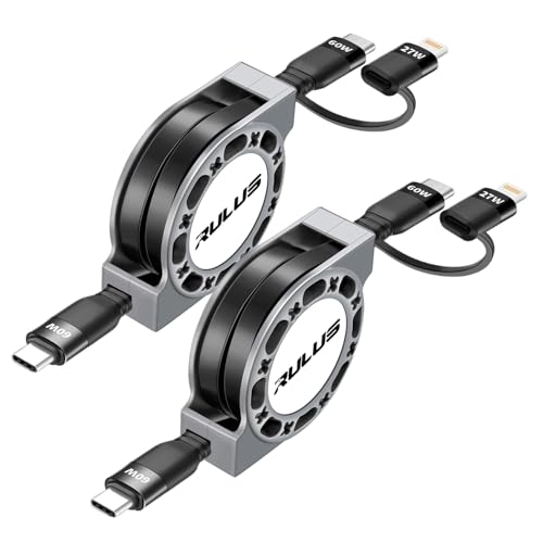2 in 1 Retractable USB C Cable,Fast Charging Data Sync Cord, 60W