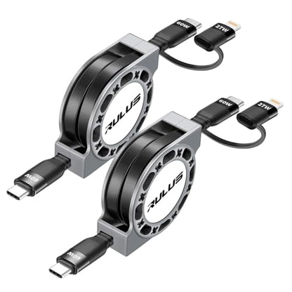 2 in 1 Retractable USB C Cable,Fast Charging Data Sync Cord, 60W