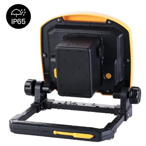 7000LM 45W Waterproof Cordless LED Work Flood Light, Compatible for Dewalt Makita 20V Milwaukee 18V m18 Rechargeable Lithium Tool Battery - style: Cordless Version-7K LM-Yellow