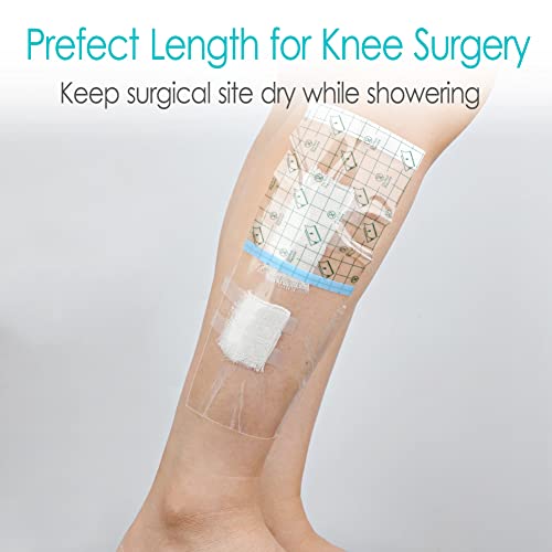 50 Pcs Waterproof Shower Protector Bandage 4"x10" for Post Knee Replacement Hip Surgery Long Surgical Incision Larger Wounds Cover C-Section Transparent Film Clear Adhesive Dressing Bath Patch - size: 4x10 Inch (Pack of 50)