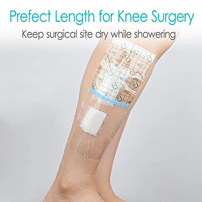 50 Pcs Waterproof Shower Protector Bandage 4"x10" for Post Knee Replacement Hip Surgery Long Surgical Incision Larger Wounds Cover C-Section Transparent Film Clear Adhesive Dressing Bath Patch - size: 4x10 Inch (Pack of 50)