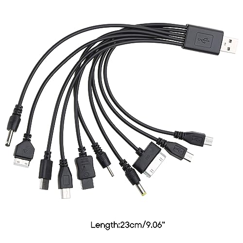 10 in 1 USB Multi USB Cables 20CM/7.87in for Mobile Phones, Speakers, Headphones & Older Mobile Phones