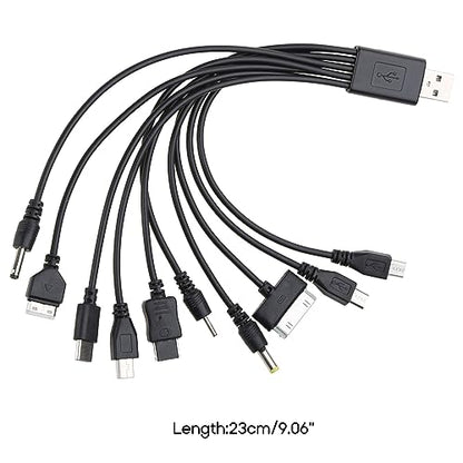 10 in 1 USB Multi USB Cables 20CM/7.87in for Mobile Phones, Speakers, Headphones & Older Mobile Phones