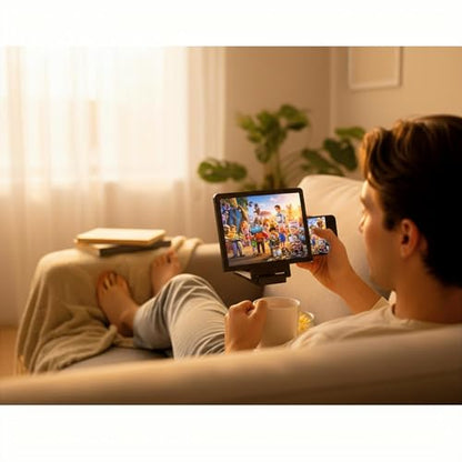Mobile Phone Screen Amplifier HD Magnifier for Smartphones, Foldable Stand - color: Black 10"