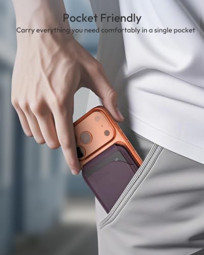 for MagSafe Wallet with Stand, Magnetic Card Holder for iPhone 17/16/15/14/13/12 Series, Not for iPhone 13/12 Mini(Purple) - color: Purple